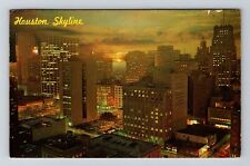 Houston TX-Texas, Houston At Night, Aerial Vintage c1967 Souvenir Postcard picture