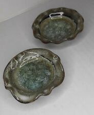 2-Decorative Handmade Saucers Dishes, Holders, made in USA glazed pottery picture