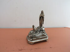 Vintage French Our Lady of Lourdes Mary Religious Music Box Metal Statue picture