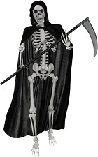 5.4Ft/165Cm Halloween Skeleton,Poseable Life Size Skeleton with Black Cloak & De picture