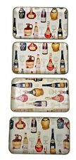 4 Alcohol Proof Tip Trinket Trays Pressed Paper Wine Bottle Vtg Japan 7.75”x4.5” picture