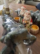 Christmas Candle Lot - Pair 9” Xmas Tree NEW, Electric Window And Santa Tapers picture