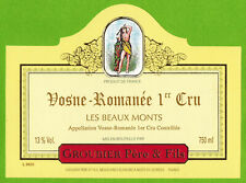 Wine of Burgundy-Vosne Romanée 1er Cru-Eleveur Groubier label - ref. n°442 picture