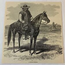 1884 magazine engraving ~ GAUCHO MOUNTED on horse picture