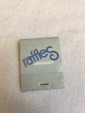 Raffles Restaurant Matchbook Blue White Vintage Advertising Rounded Typography picture