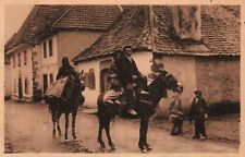 France Basque Peasants On Mules Vintage Postcard picture
