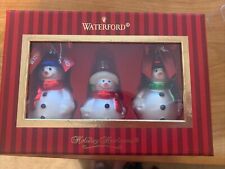 Waterford Holiday Heirlooms Snowmen Glass Christmas Ornaments Set Of 3 144258 picture
