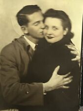 Antique Photo Booth Snapshot Kissing Lovers 1930s Art Deco Era picture