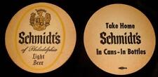 Vintage 1969 Original SCHMIDT'S Light Beer pair  3.5 COASTERS Philadelphia Pa picture