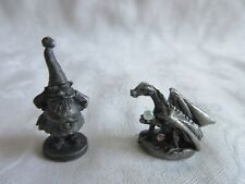 LOT 2 VINTAGE DRAGON & 1980 RAY LAMB  GNOME FANTASY MINIATURE PEWTER FIGURINES picture