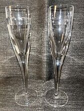 Two  Waterford John Rocha Signed Toasting Champagne Flutes 10.25