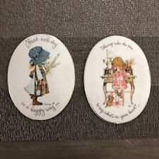 Two Vintage Holly Hobbie Porcelain Wall Plaques  