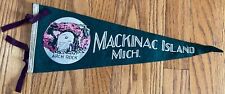 Vintage Mackinac Island Michigan Arch Rock Green Felt Pennant Flag 17x6 picture