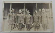 WW1 Era RPPC of 4 Army Officers & 1 Chaplin all are Named Real Photo Postcard picture