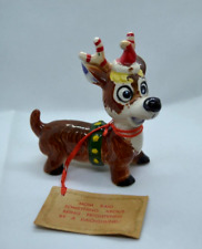 Vintage Kreiss Psycho Ceramic Dachshund Dog Reindeer Christmas Figurine RARE picture