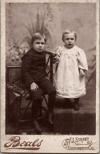 Antique Cabinet Card Photo Siblings -  by Beals - Sacramento, CA picture