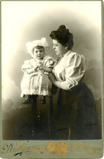 Russia, St. Peterburg, Portrait of M. Croziev and her daughter vintage print. picture