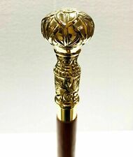 Antique Designer Handle Handmade Brass Knob Wood Walking Stick Cane Gift picture