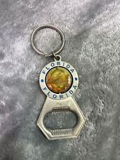 Vintage Florida Sunshine State Bottle Opener Metal Spinner dolphin Keychain picture