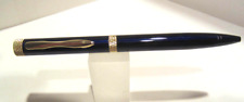 Terzetti Diamond Top Metal BRASS ballpoint pen- BLUE /GOLD TRIM- GIFT POUCH picture