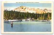 Postcard Braynard Lake & Arapahoe Peaks, Colorado, Man Fishing picture