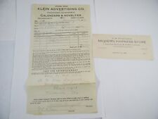 1919 KLEIN ADVERTISING CO  ORDER FORM  A.W. MACDOUGALL MODERN HARNESS STORE picture