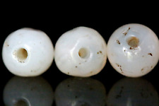 Rare, 3 Matching White Agate Ancient Dzi Bead, -Indo Greec- Size 9 mm #A495 picture