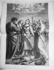 Die Heilige Cäcilia, by Rafael Sanzio  --  1884 Original print. 22 x 16 inches. picture