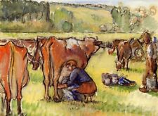 Art Oil painting landscape art Milking-Cows-Camille-Pissarro-oil-painting picture