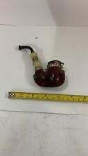antique vintage rare smoking pipe German Brass Pipa Bruyere 15cm picture