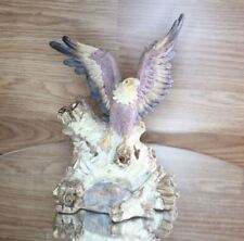 Bald Eagle Landing Wings Spread Statue Injured but American Strong Hand Painted picture
