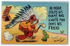 c1930's An Indian Scalps His Enemy And White Man Skins His Friend Larry Postcard picture
