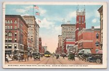 Dayton OH Ohio Main Street North from Fifth Masonic Temple 1916 Antique Postcard picture