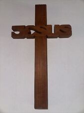 Jesus Name  Wooden Cross Decoration. Made with real wood. picture