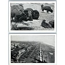 x2 SET c1920s San Francisco, CA Mini Cards Beach Buffalo Photo Print Cars A196 picture
