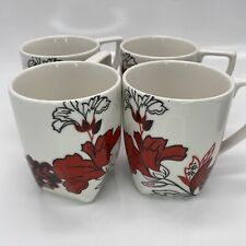 COVENTRY FINE PORCELAIN FLORAL “VELVET BOUQUET” PATTERN COFFEE CUP MUG SET of 4 picture