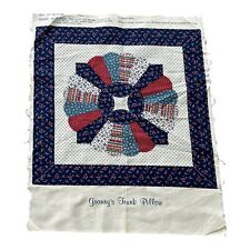 VTG Granny's Trunk Pillow Fabric Panel UNUSED 1980s Cut and Sew Patchwork Design picture