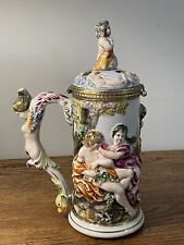 Capodimonte Italian Porcelain Relief Scene Nudes Tankard Stein Figural Handle picture