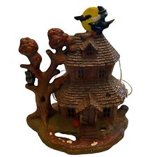 Vintage Rare Handmade Halloween Haunted Mansion Light Up Tree House Witch Bat picture