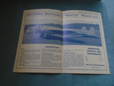 PRE WW11 ARMSTRONG WHITWQRTH WHITLEY MONOPLANE  AERO ENGINEERING DATA SHEET picture