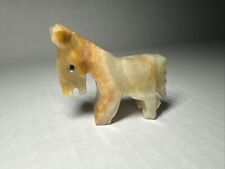 Horse Donkey Carved In Stone Figurine Cute And Small Vintage Brown Tan White picture