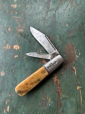 Old Vintage Antique Russell Two Blade Barlow Knife - Saw Cut Bone Pocket Knife picture