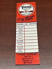 Vintage 1950's Veedol Oil Change Safety Check Reminder Sticker  picture
