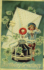 1916 Birthday Greetings Antique Postcard 1c stamp Vintage Post Card picture