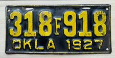 1927 Oklahoma License Plate -  Nice Original Paint Condition picture