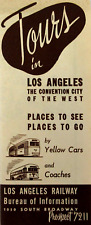 Vintage Los Angeles Railway Trolley Yellow Cars Illustrated Map Travel Brochure picture