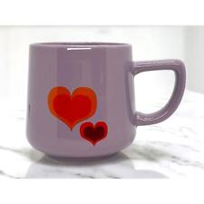 Starbucks Lilac Purple Ceramic Red HEART Mug Cup 12 oz picture