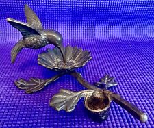 Vintage Solid Brass Hummingbird Flower Candle Holder picture