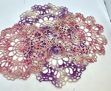 Vintage Lot Of 4 Crochet Doilies Pink, Purple Pastel Easter Variegated Round * picture