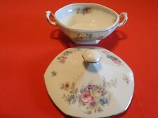 ANTIQUE 8 in  HUTSCHENREUTHER FLORAL CHINA BOWL & LID GOLD TRIM GREAT CONDITION picture